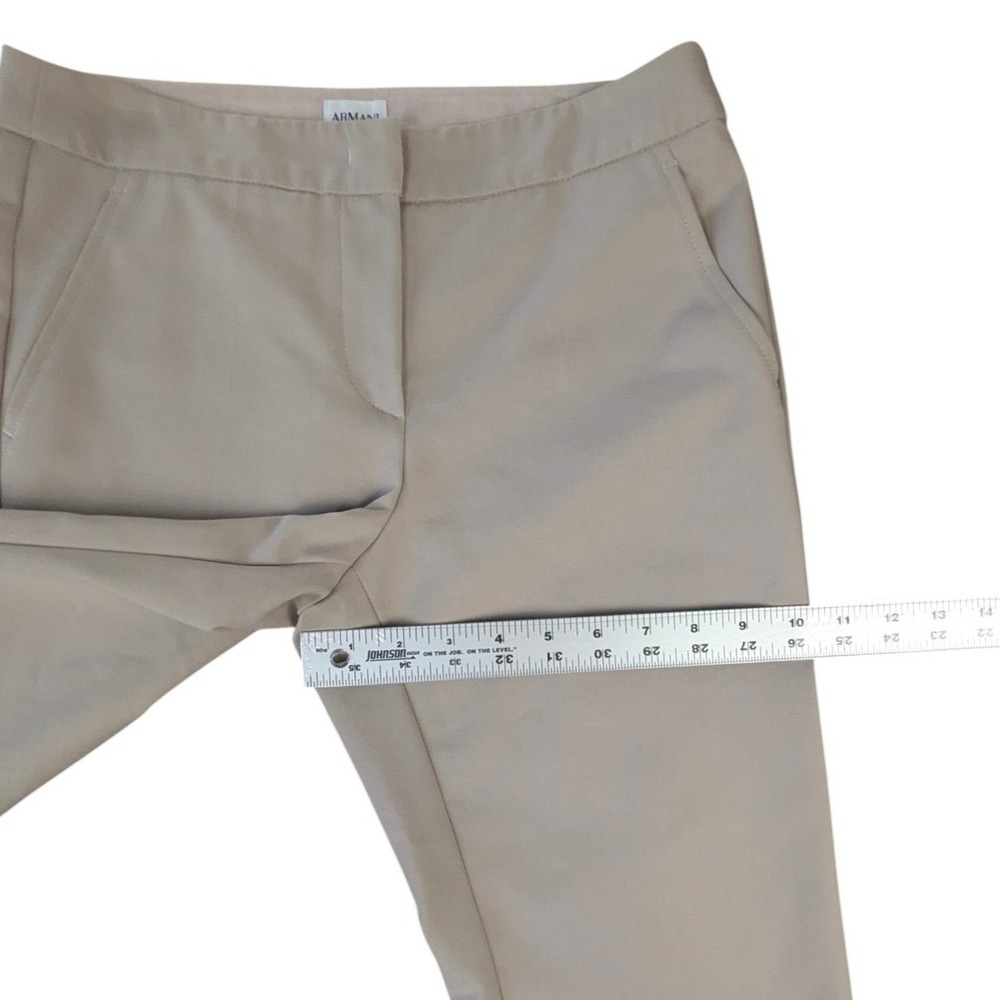 Armani Collezioni Womens Beige Slim Cuffed Trousers Size 4 Cotton Blend RM004 - Picture 5 of 8